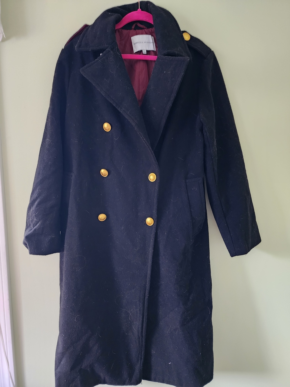 Rebecca Minkoff Navy Double-Breasted Pea Coat with Gold Buttons
